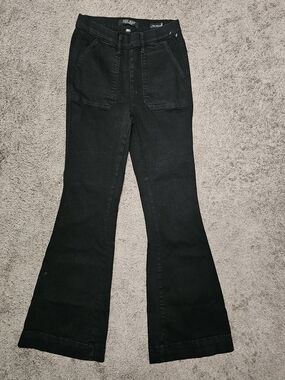 Judy Blue Pull On Flare Jeans Black High Rise Stretch Denim Size 3/26